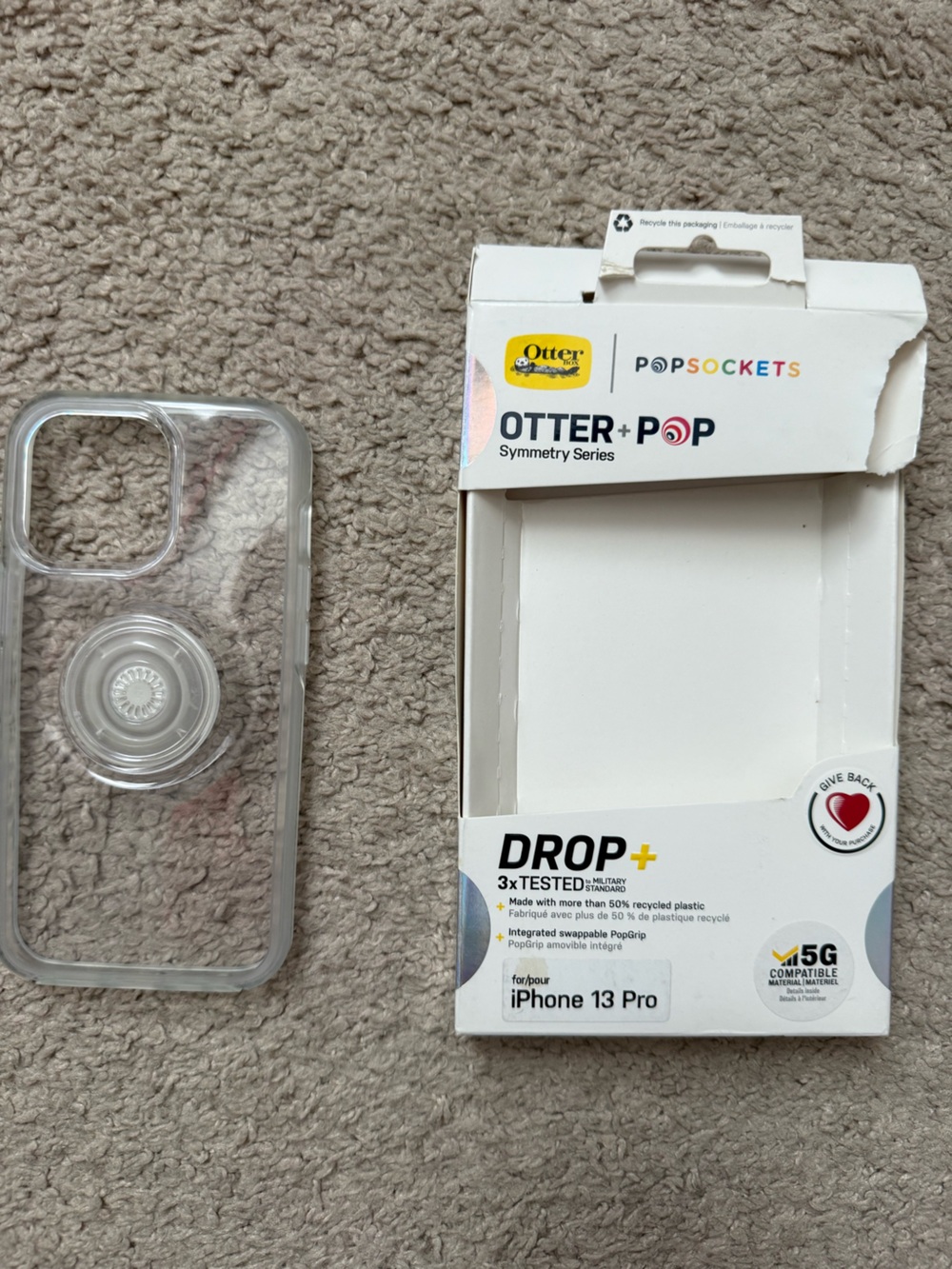 OtterBox Clear Symmetry Series Phone Case with Clear PopSocket for iPhone 13 Pro